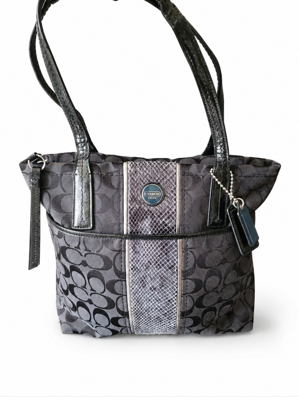 Coach Signature Python Stripe Tote